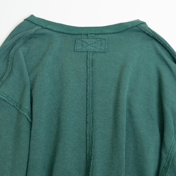 We The Free Venice V-Neck Sweatshirt Pine Green Oversized Slouchy - Picture 10 of 13